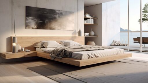Low profile bed showing advantages of platform beds in design