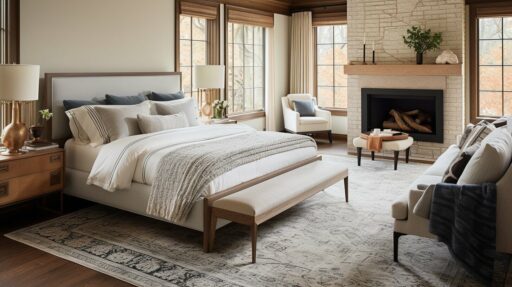 textural rug layering combining rugs for a cozy bedroom feel