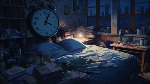 Illustration of factors that influence the exact focus keyword The Psychology of Bedtime and explain why people delay sleep.