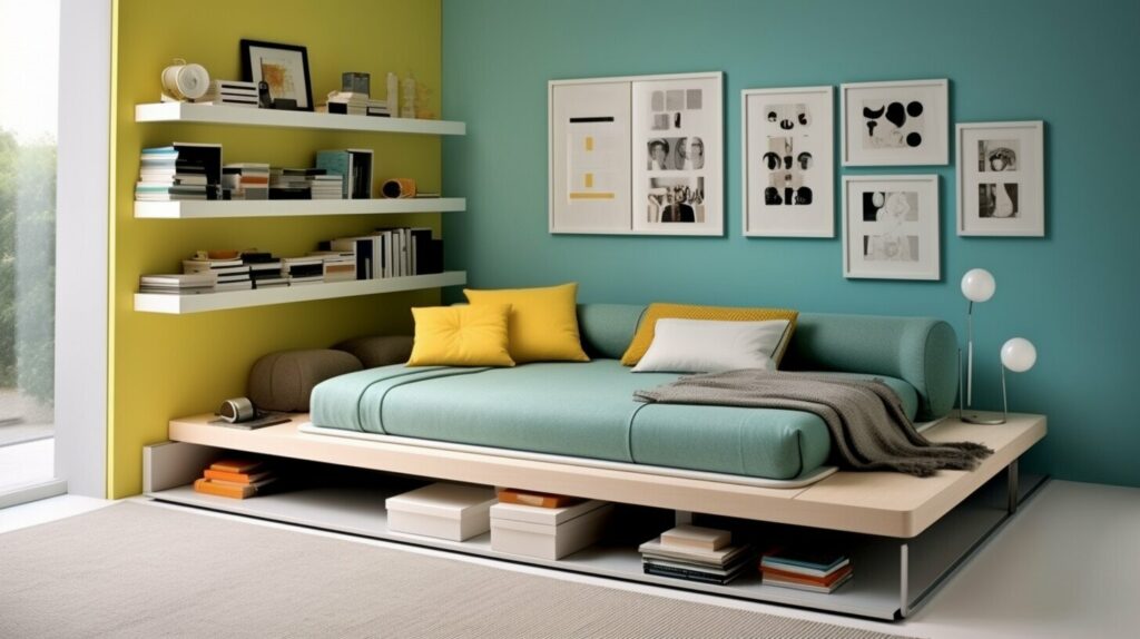 Sofa to trundle beds in living and guest rooms