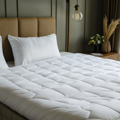 Memory Foam Mattress Toppers on cozy white bed for pressure relief