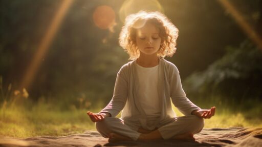 girl enjoying peaceful morning meditation routine before school