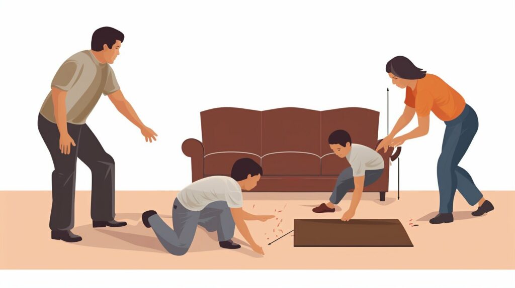 This photo embodies care and maintain bedroom carpets tips by showing furniture coasters that prevent dents and crushing in bedroom carpet.