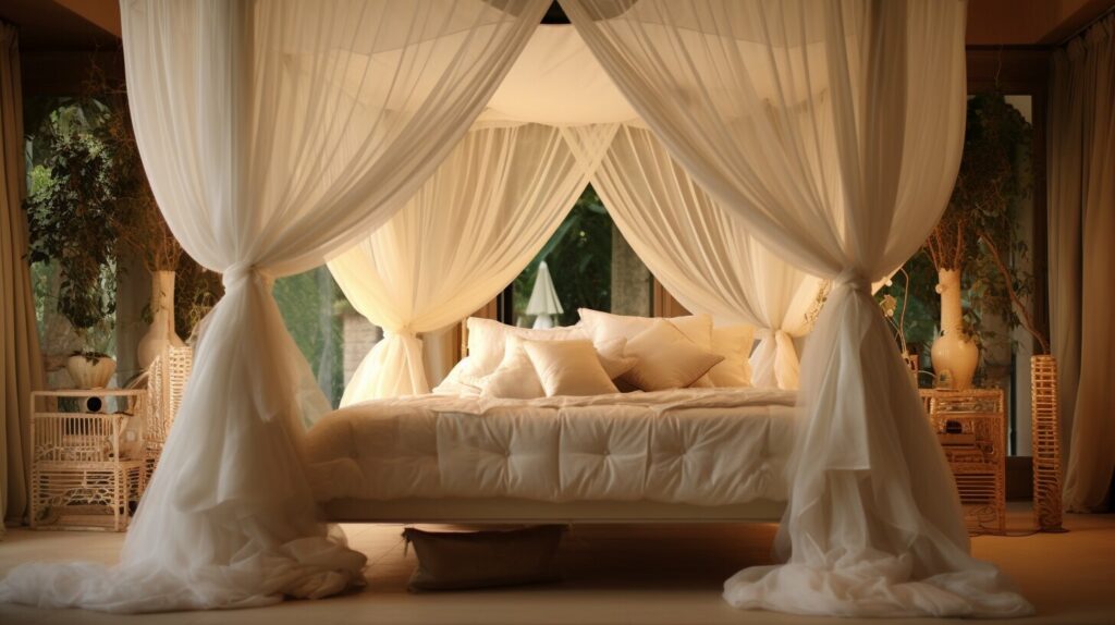 A light, textured drape keeps the look soft and airy.