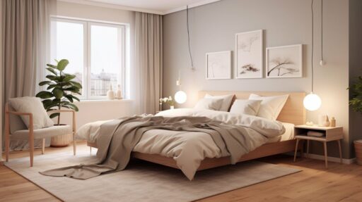 Layered Scandinavian bedroom design