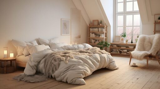 White-washed Scandinavian bedroom