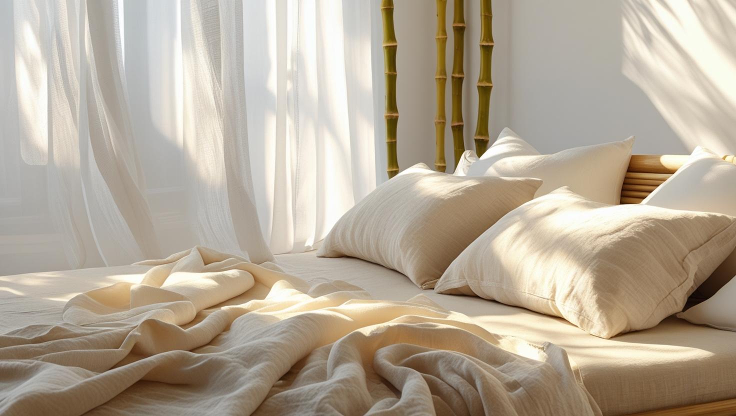 Breathable temperature-regulating bedding spread across a cool bed