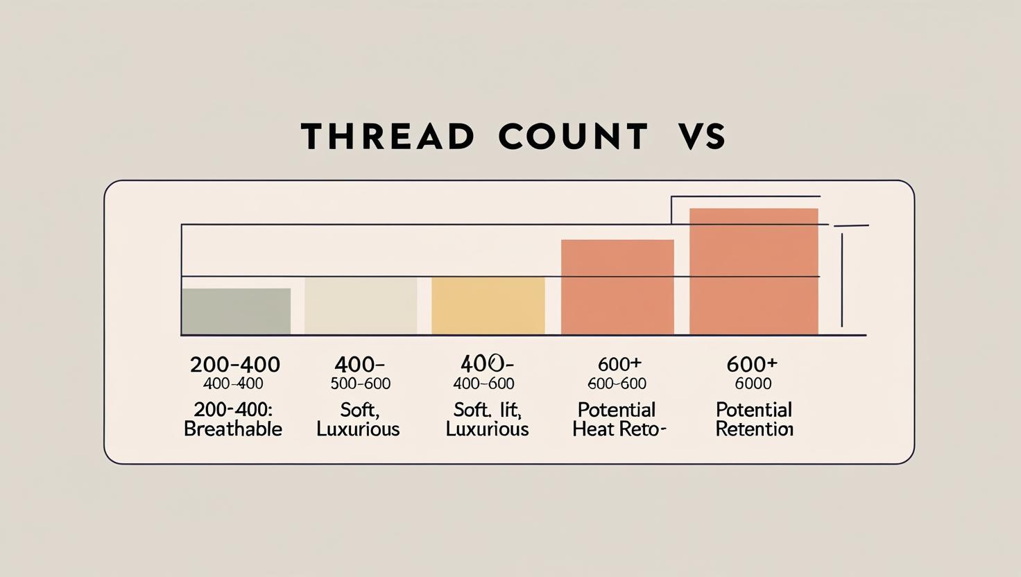 Infographic chart showing bedding quality thread count and fabric performance ranges