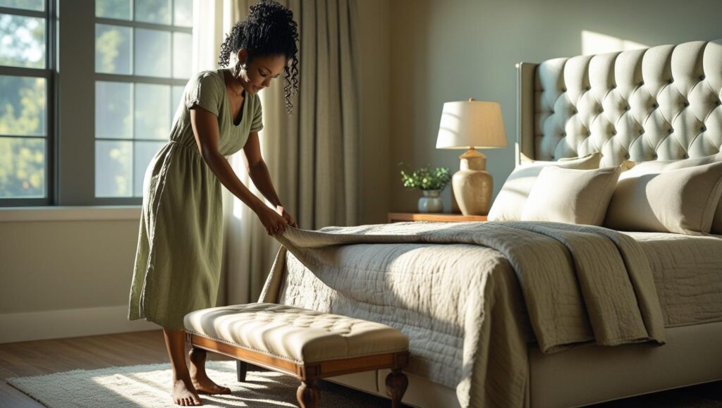 Historical design of upholstered beds in classical interiors