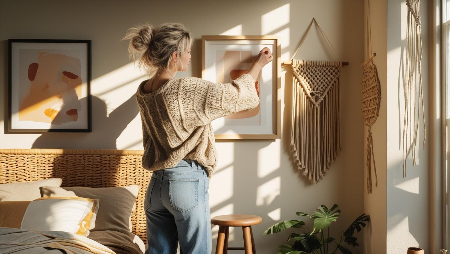 boho style wall decor essentials with texture and greenery