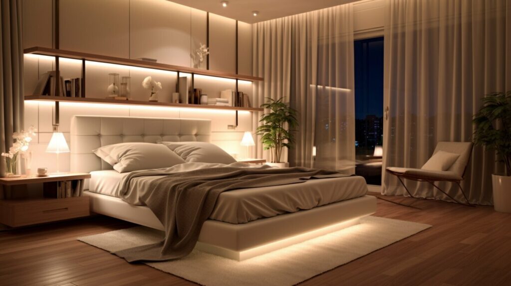 ambient lighting with bedroom floor lamps and ceiling fixtures