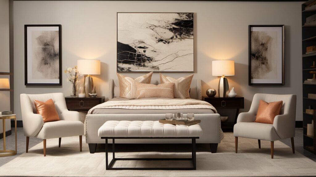 styling tips for bedroom seating areas with curved seating solutions