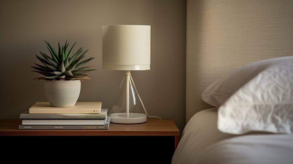 Bedside table decor inspiration with practical storage and style