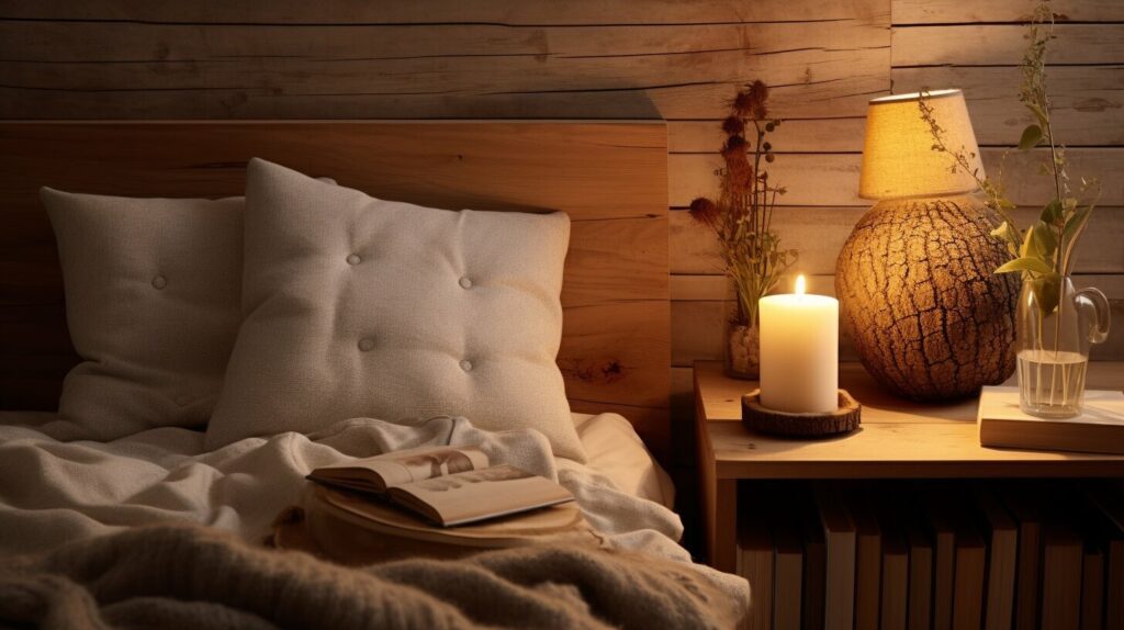 modern bedside tables with cozy natural textures