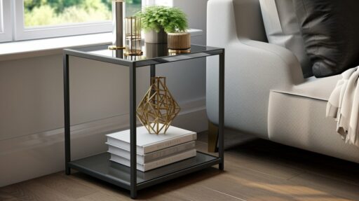 Metal frame durable nightstands in a modern minimalist bedroom