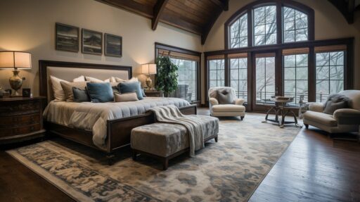 Styling rugs with colors and patterns for bedroom flooring enhancements