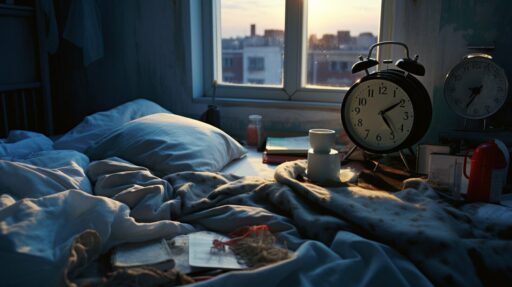 A simple diagram linking stress, screens, and lost deep sleep to the focus keyword The Psychology of Bedtime.