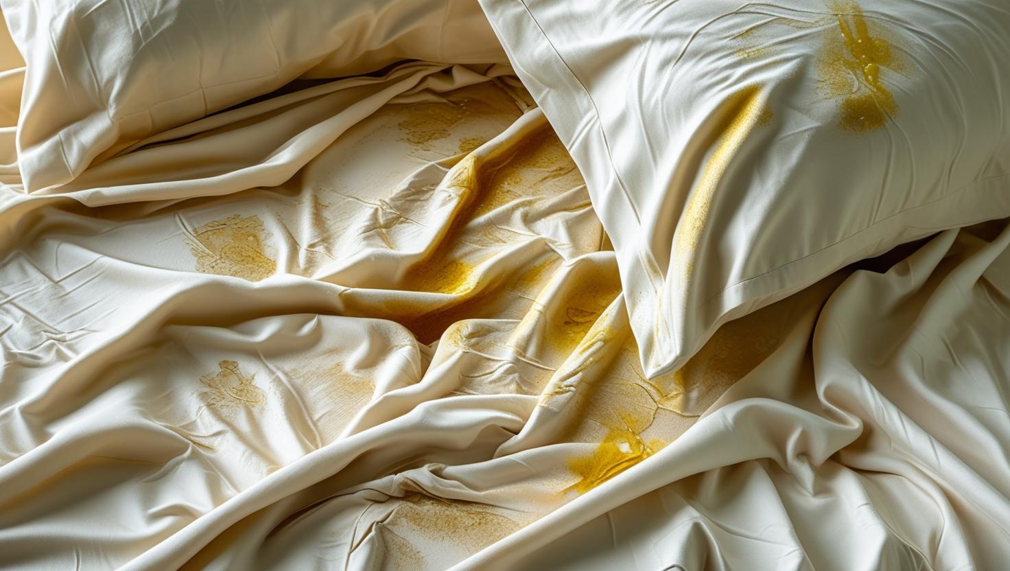 Damp bedding with yellow stains from bedding damp yellow musty issues