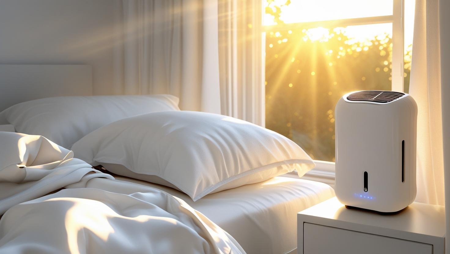 Fresh bedding with dehumidifier to stop bedding damp yellow musty problems