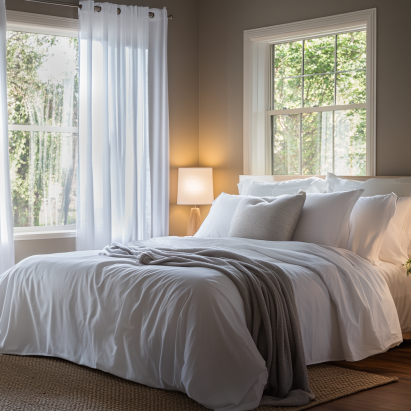 Minimalist bedroom featuring organic cotton in a quality bedding upgrade