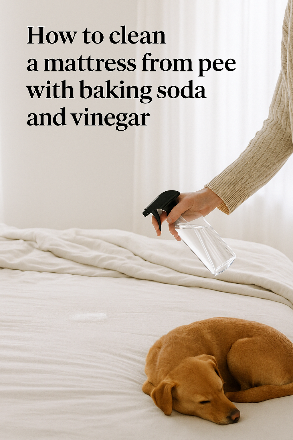 How to clean a mattress from pee with baking soda and vinegar. 