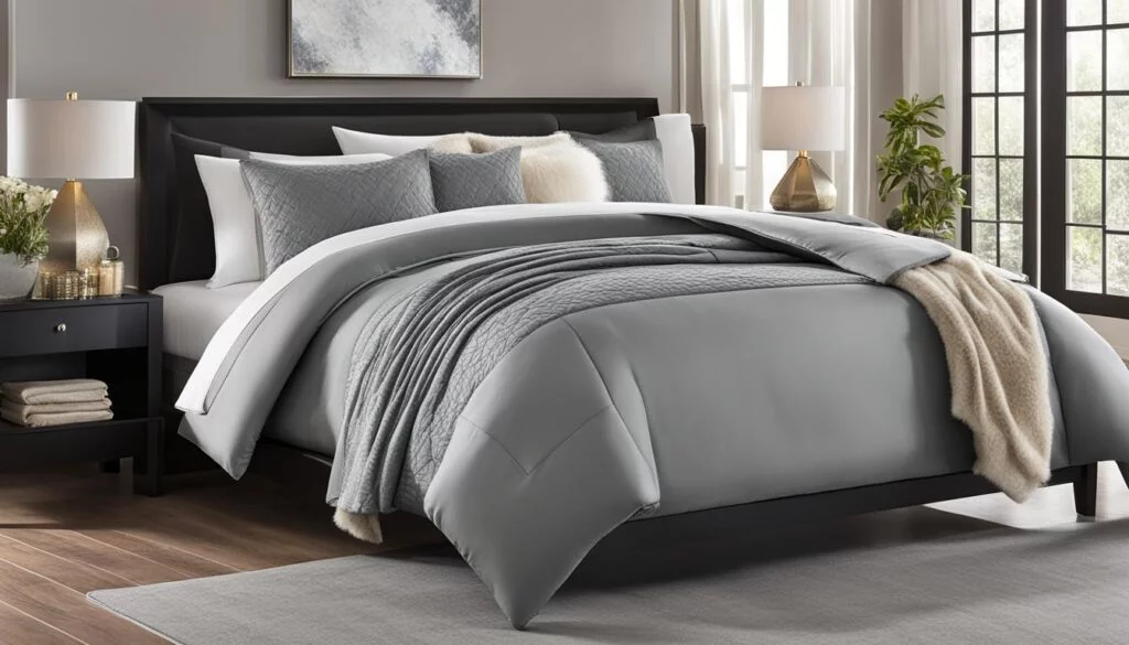 Hands smoothing a plush mattress topper bed accessory on a fresh bed.