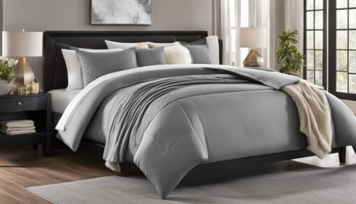 Hands smoothing a plush mattress topper bed accessory on a fresh bed.