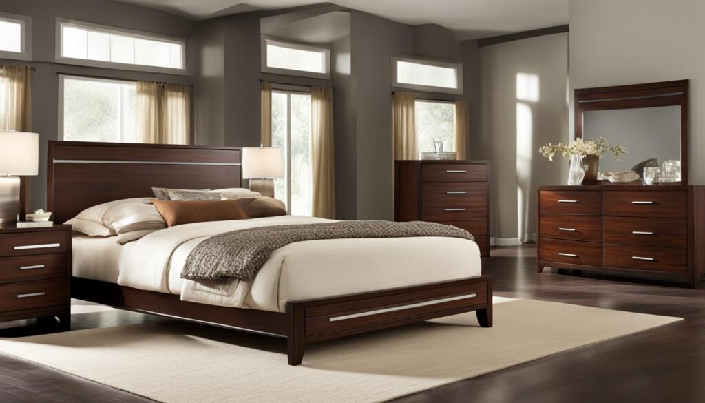Minimalist wood box bed frame design with clean lines