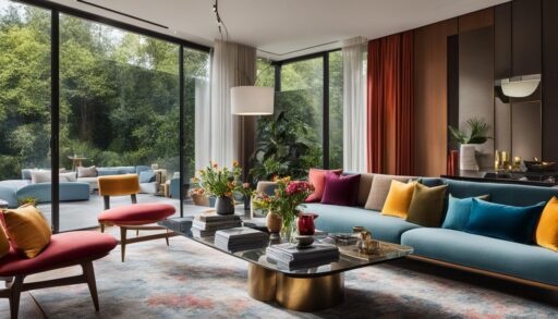 This image demonstrates practical tips for arranging mirrors and wall decor for balanced, eye-level placement.