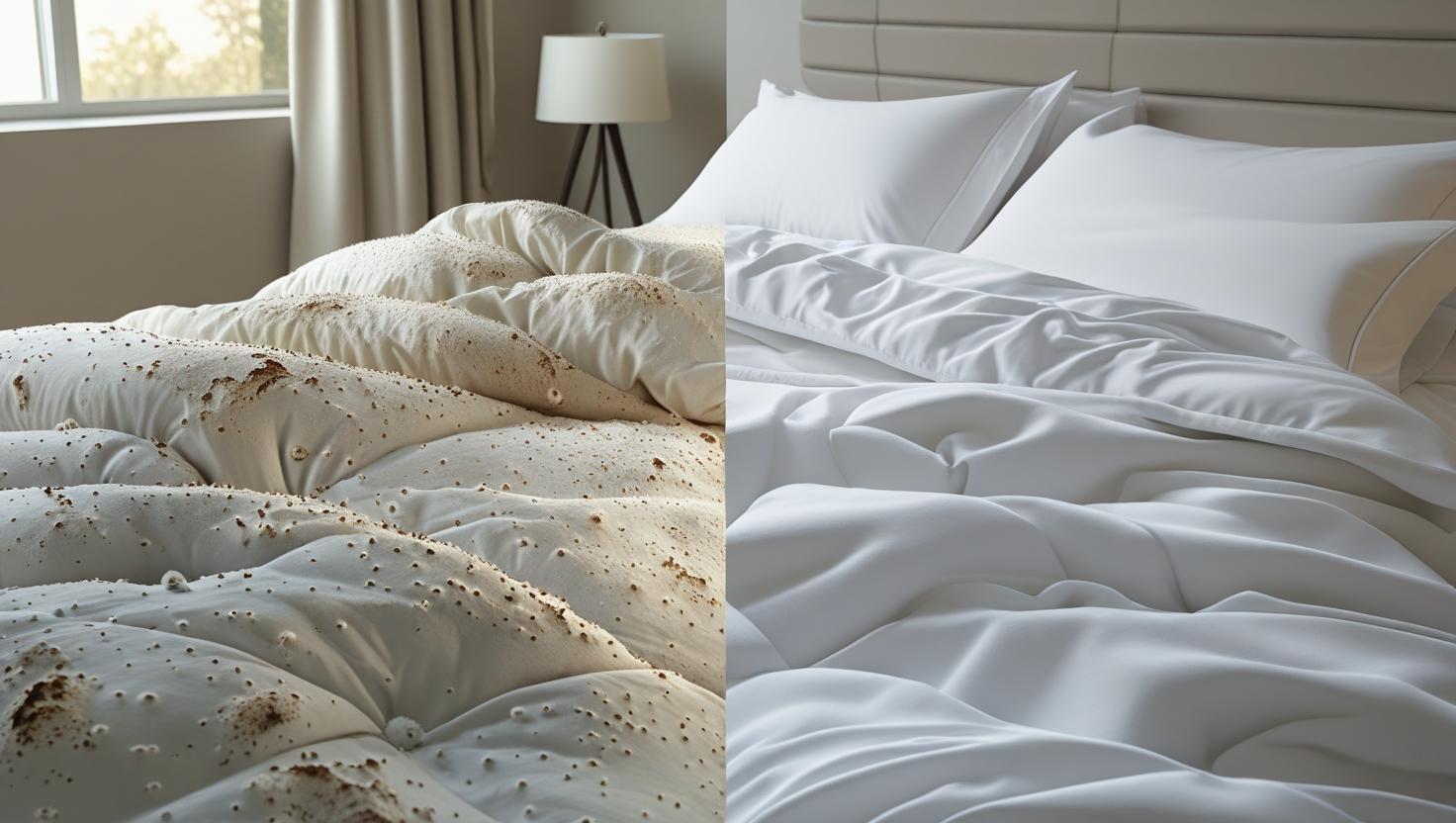 White bedding being washed to prevent bobbling