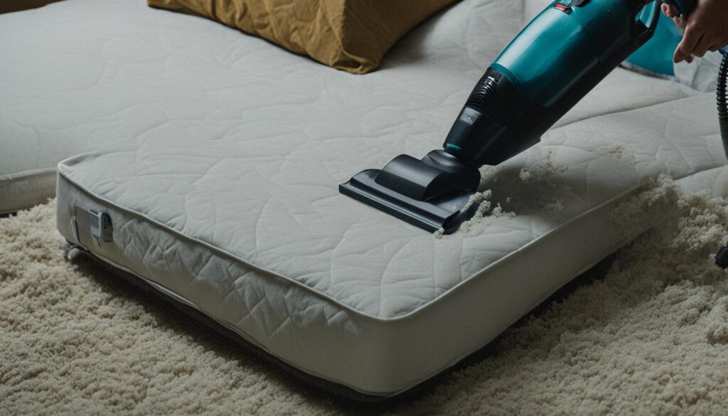 A professional cleaner using steam and enzyme treatments to clean pee mattress without baking soda effectively.