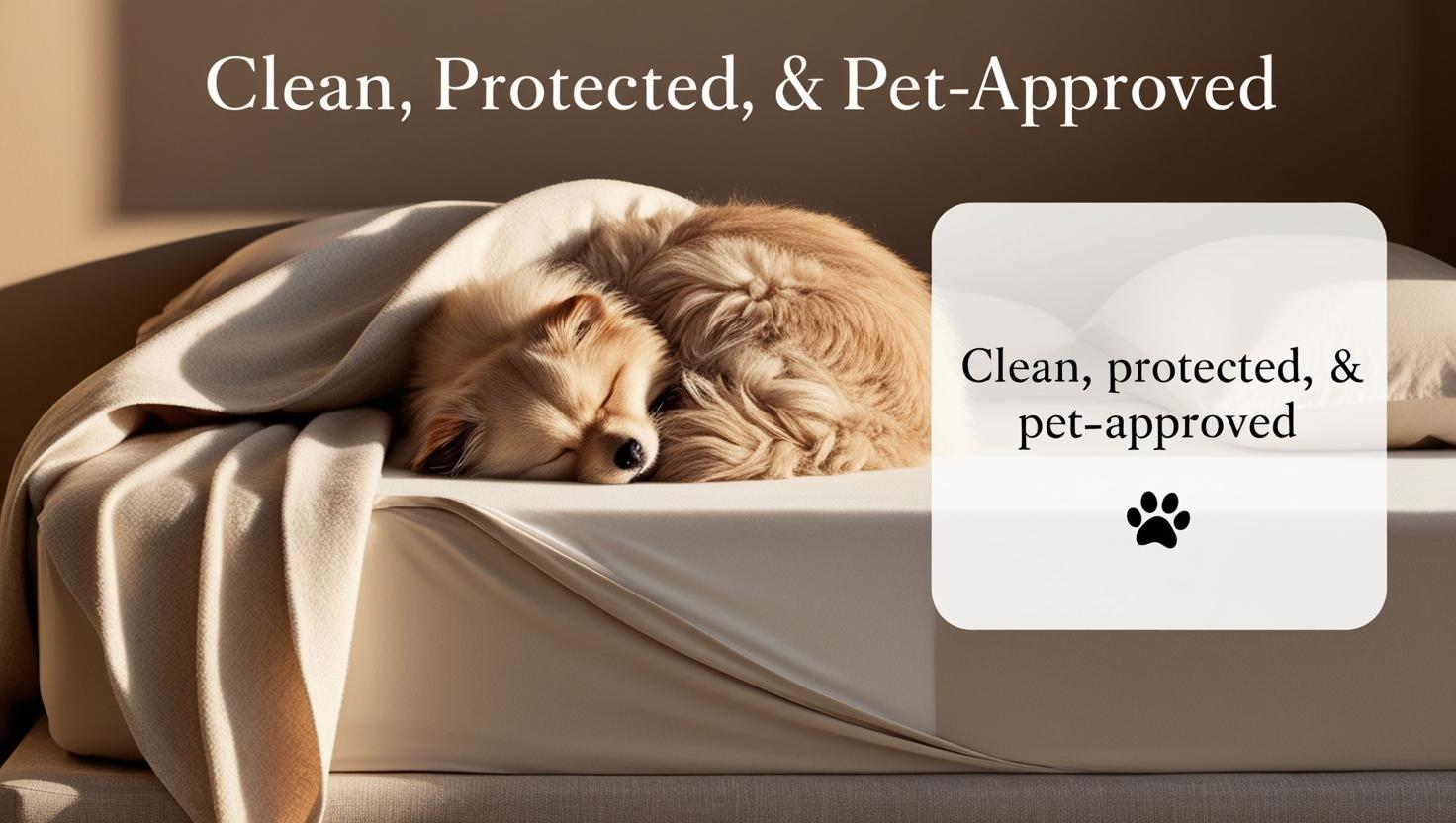 How to clean a soiled mattress and keep it protected, with pet napping on fresh bedding.