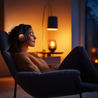 Managing sound sensitivity with noise-cancelling headphones in a peaceful home environment