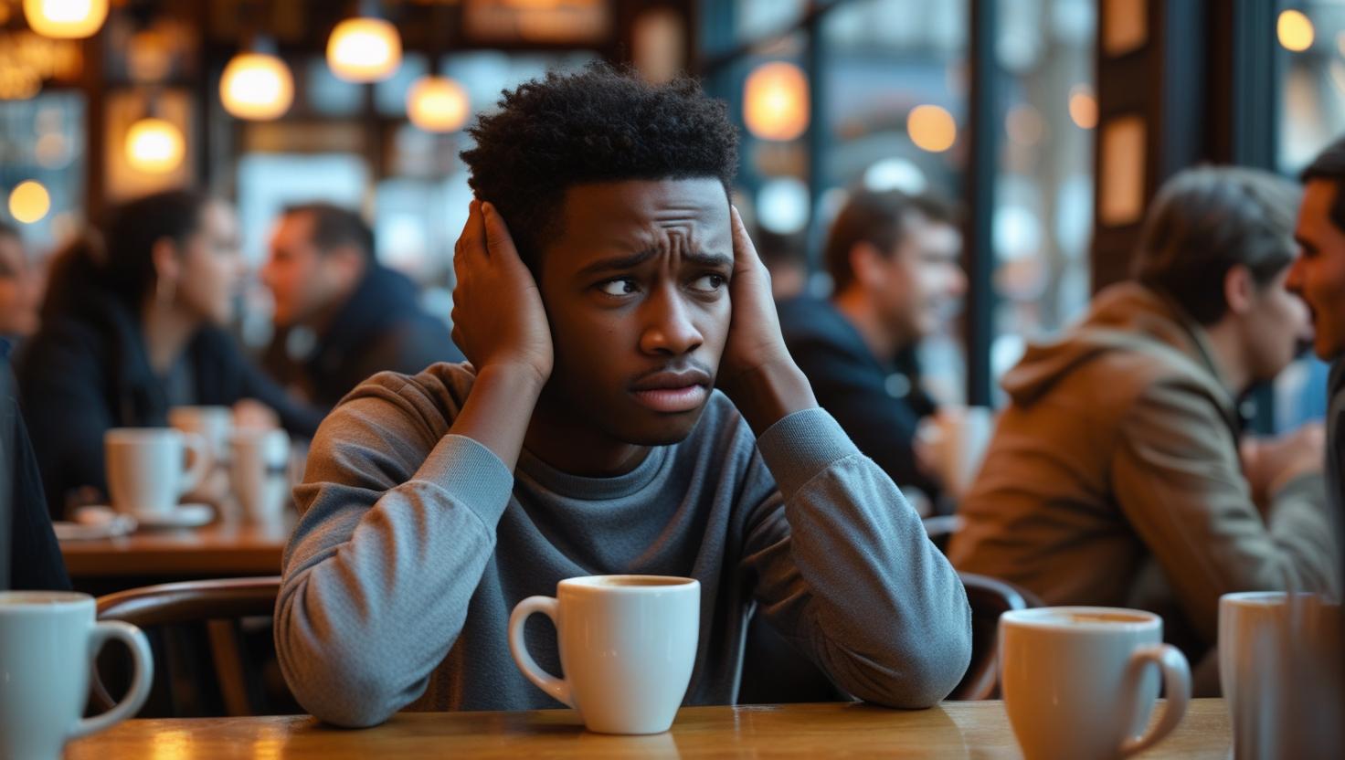 Professional using noise-canceling headphones to manage sound sensitivity at work