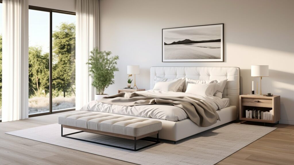 Upholstered bed frame as part of modern bed designs