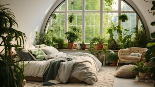 Cozy bedroom scene with duvet and greenery for natural Bedroom Accessories