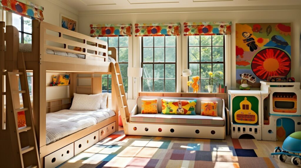 Space-saving bunk and loft ideas supporting a family’s bed transition in a small room
