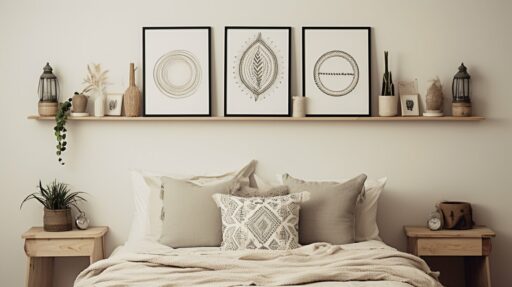 Elegant wall decor and gold bedroom accessories