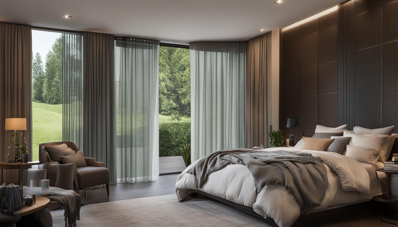 Bedroom soundproofing setup with acoustic panels for restful sleep