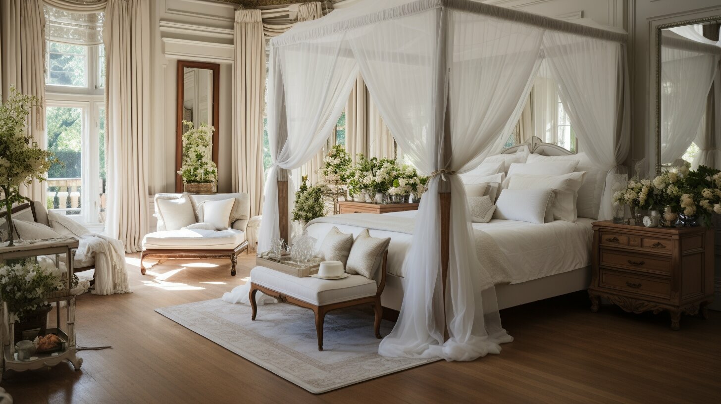 Regular care and dusting keep a four poster bed looking timeless and elegant.
