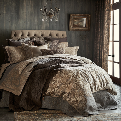 Sham bedding layering: standard and Euro shams paired with a comforter on a king-size bed.