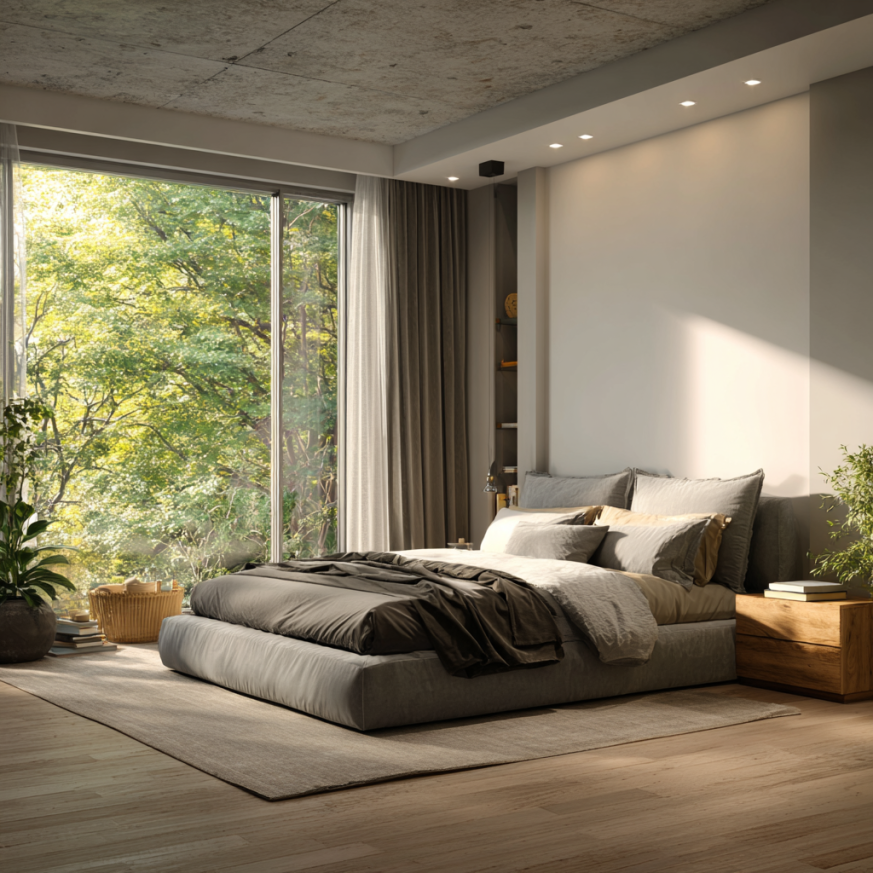 Eco-friendly sleep solutions featuring organic cotton bedding and bamboo sheets in a sunlit bedroom