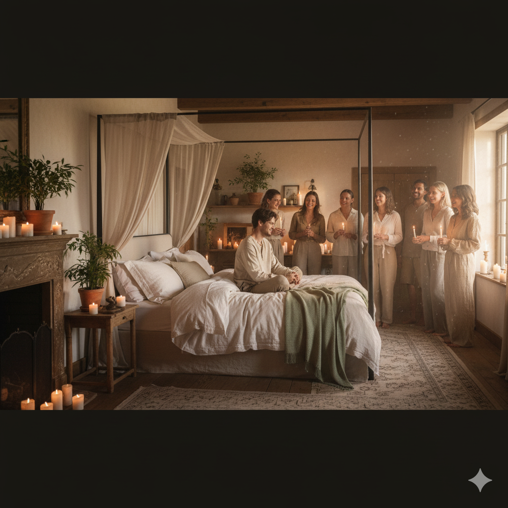 This cultural collage shows variations that relate to The Bedding Ceremony, and the full-sentence alt text includes the exact focus keyword: The Bedding Ceremony.