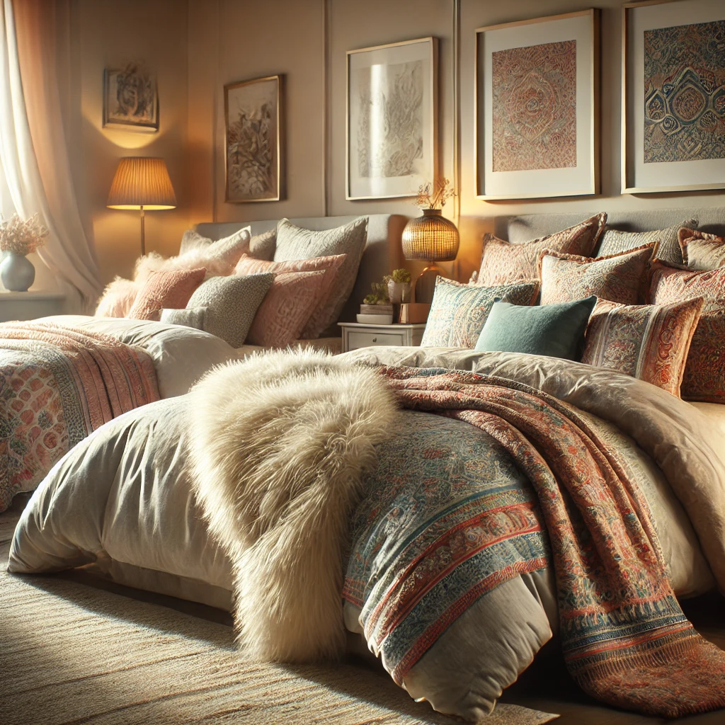 side-by-side beds showing duvet and comforter for seasonal use