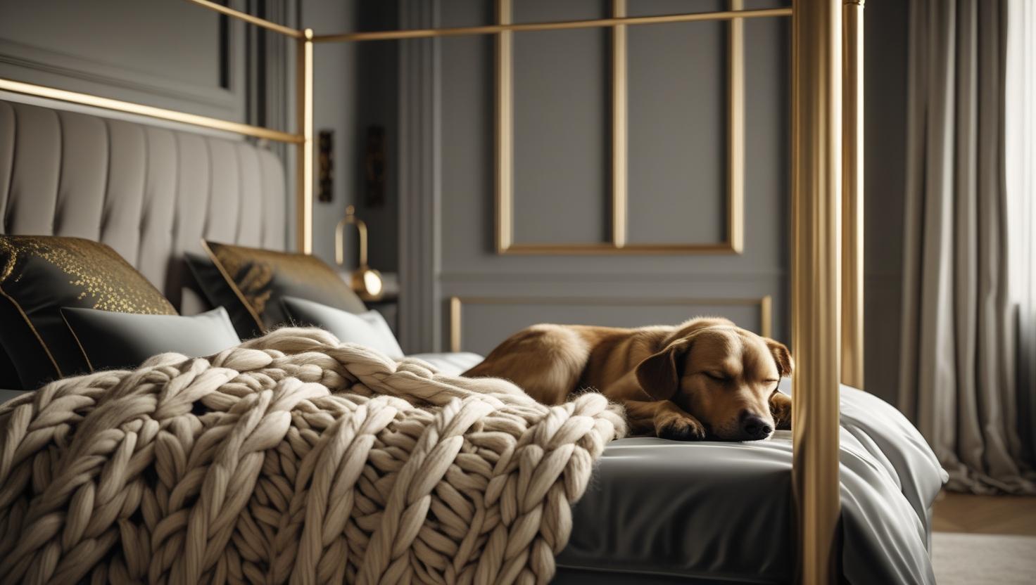 minimalist gold canopy bed with modern bedroom decor