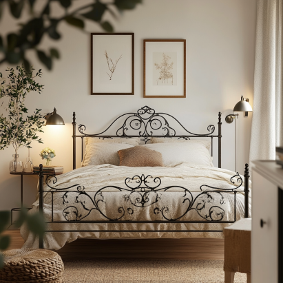 Iron bed frame queen durable timeless bedroom design