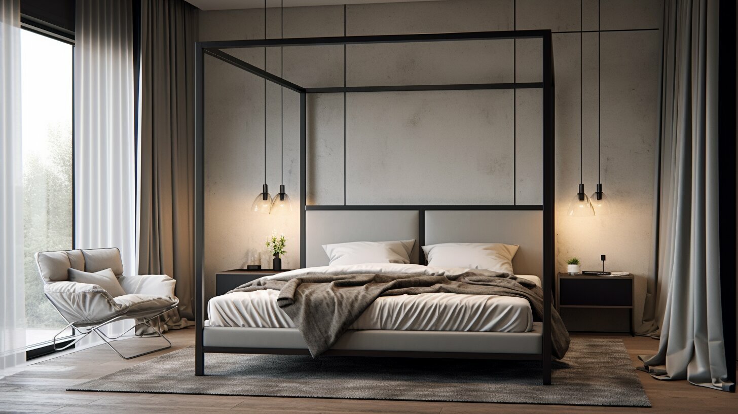 A sleek sleigh bed design included in the different types of beds category