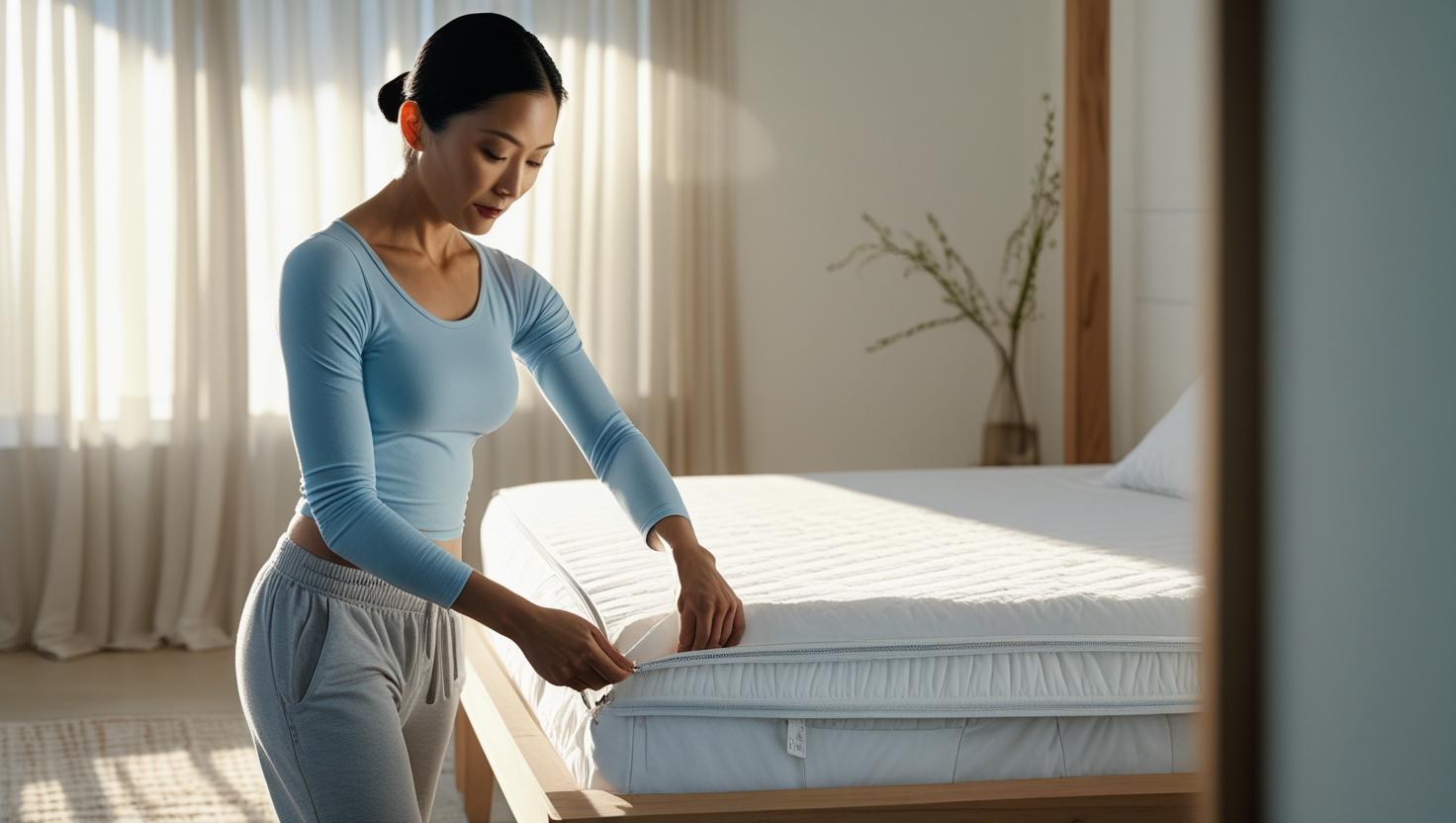 Full zippered bed bug mattress cover in use