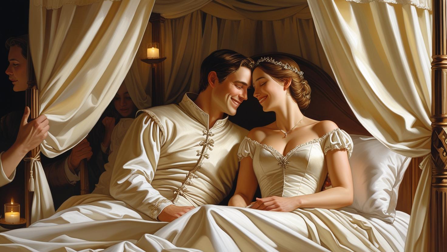 Modern symbolic gestures inspired by evolution of nuptial bedding ceremonies