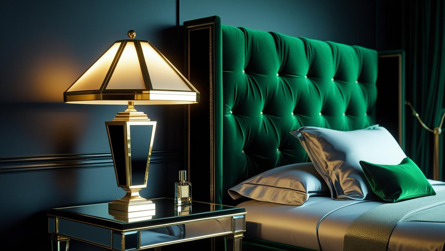 Artistic statement bedside lamp with sculptural base